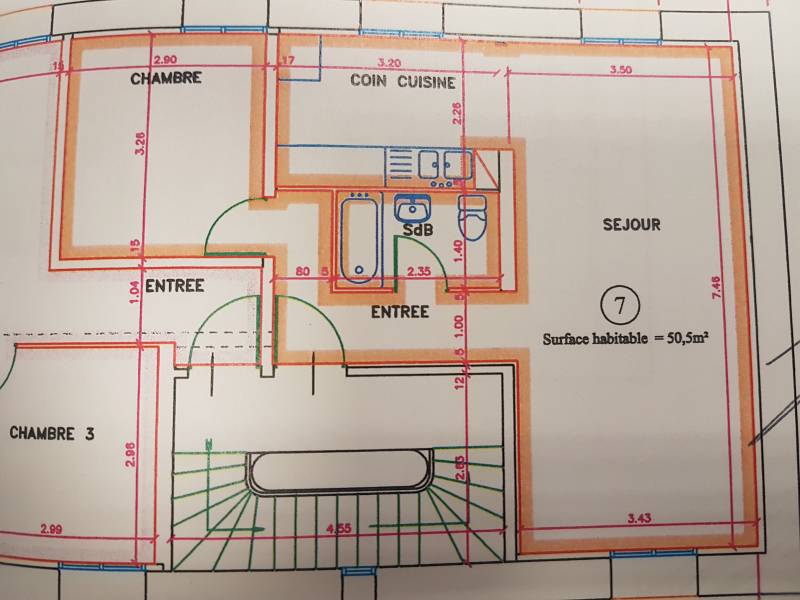 A vendre grand F2 de 50 m² à Louviers